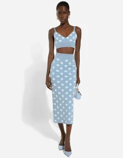 Viscose pencil skirt with jacquard DG logo