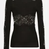Viscose sweater with lace inserts