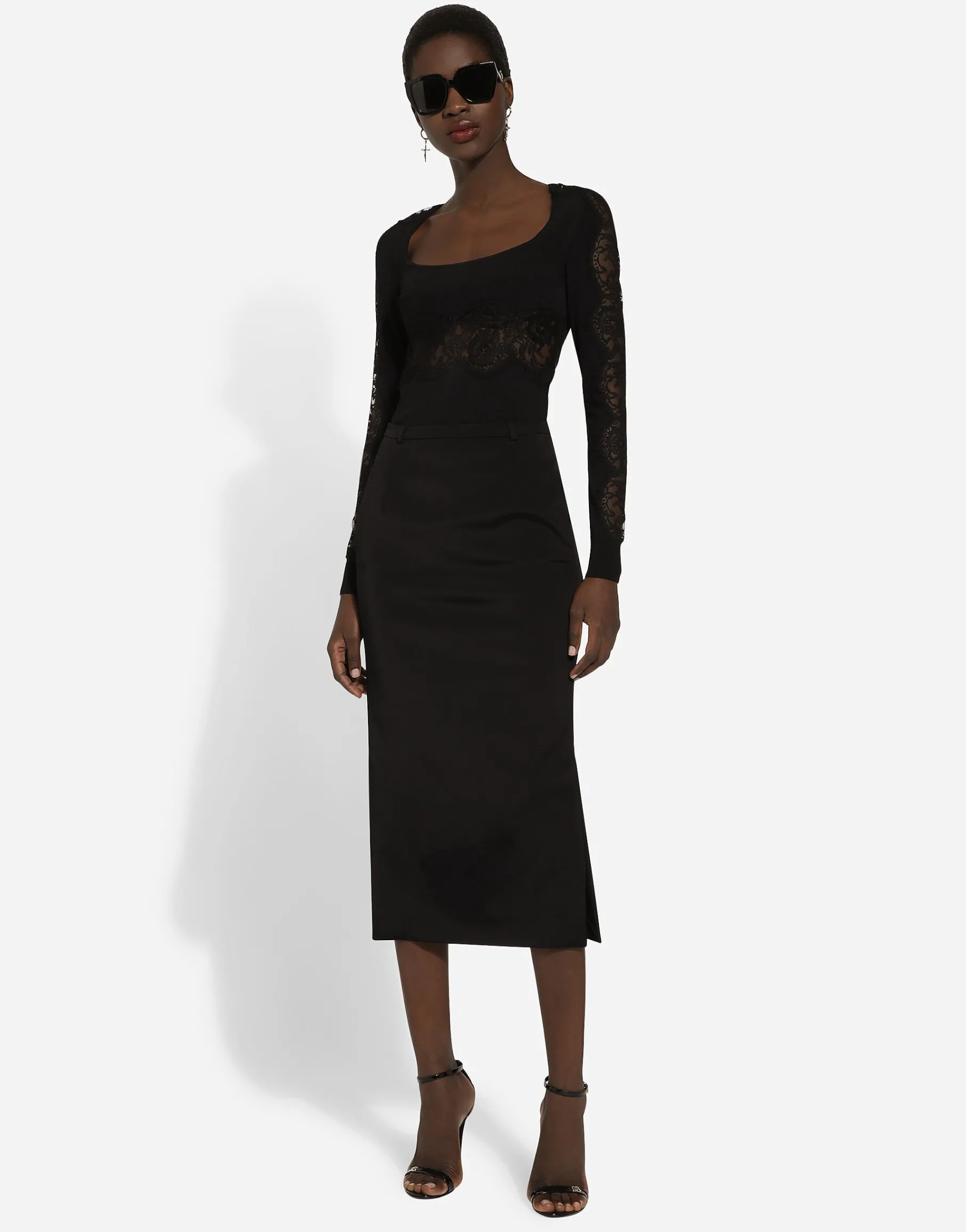 Viscose sweater with lace inserts