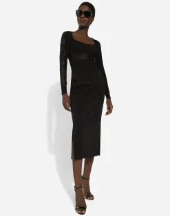 Viscose sweater with lace inserts