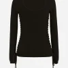 Viscose sweater with lacing and eyelets