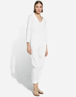 Viscose sweater with sailor collar