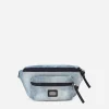 Washed denim belt bag with logo tag