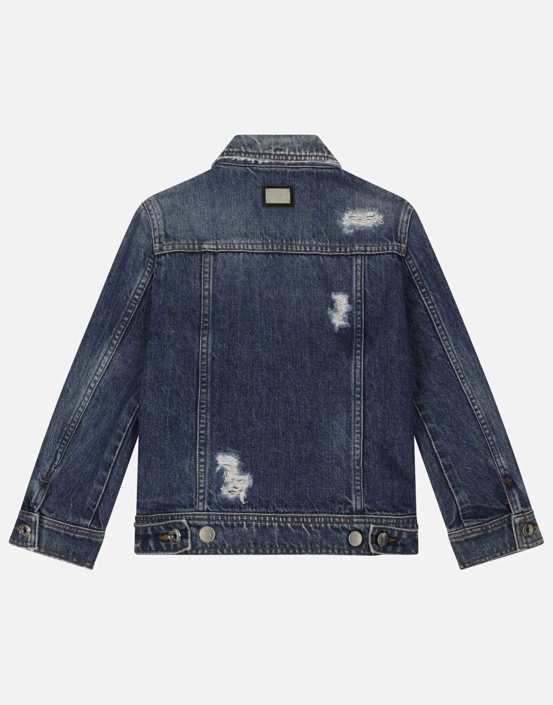 Washed denim jacket with rips