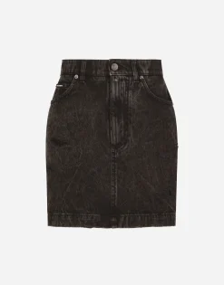 Washed denim miniskirt