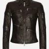 Washed leather jacket