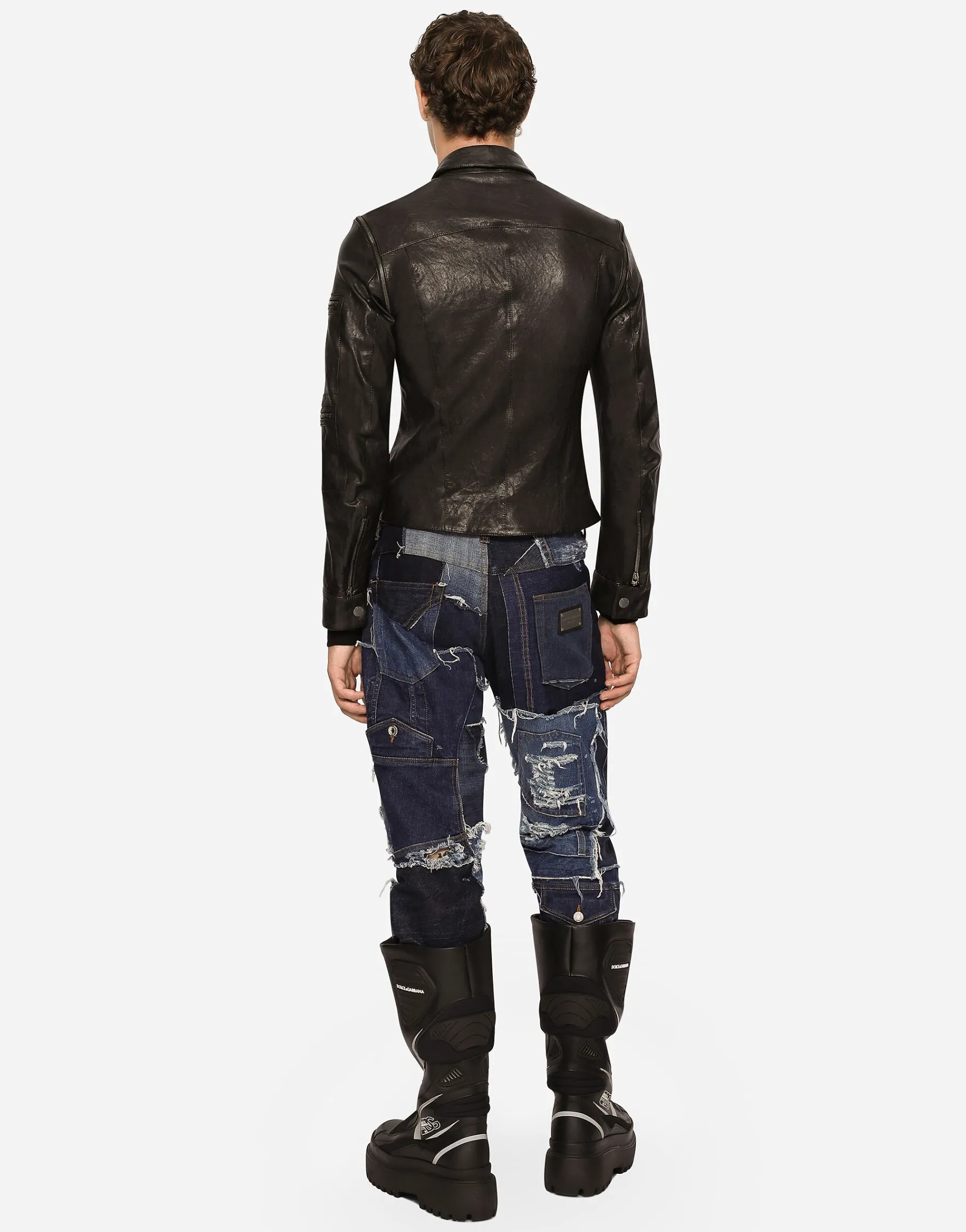 Washed leather jacket