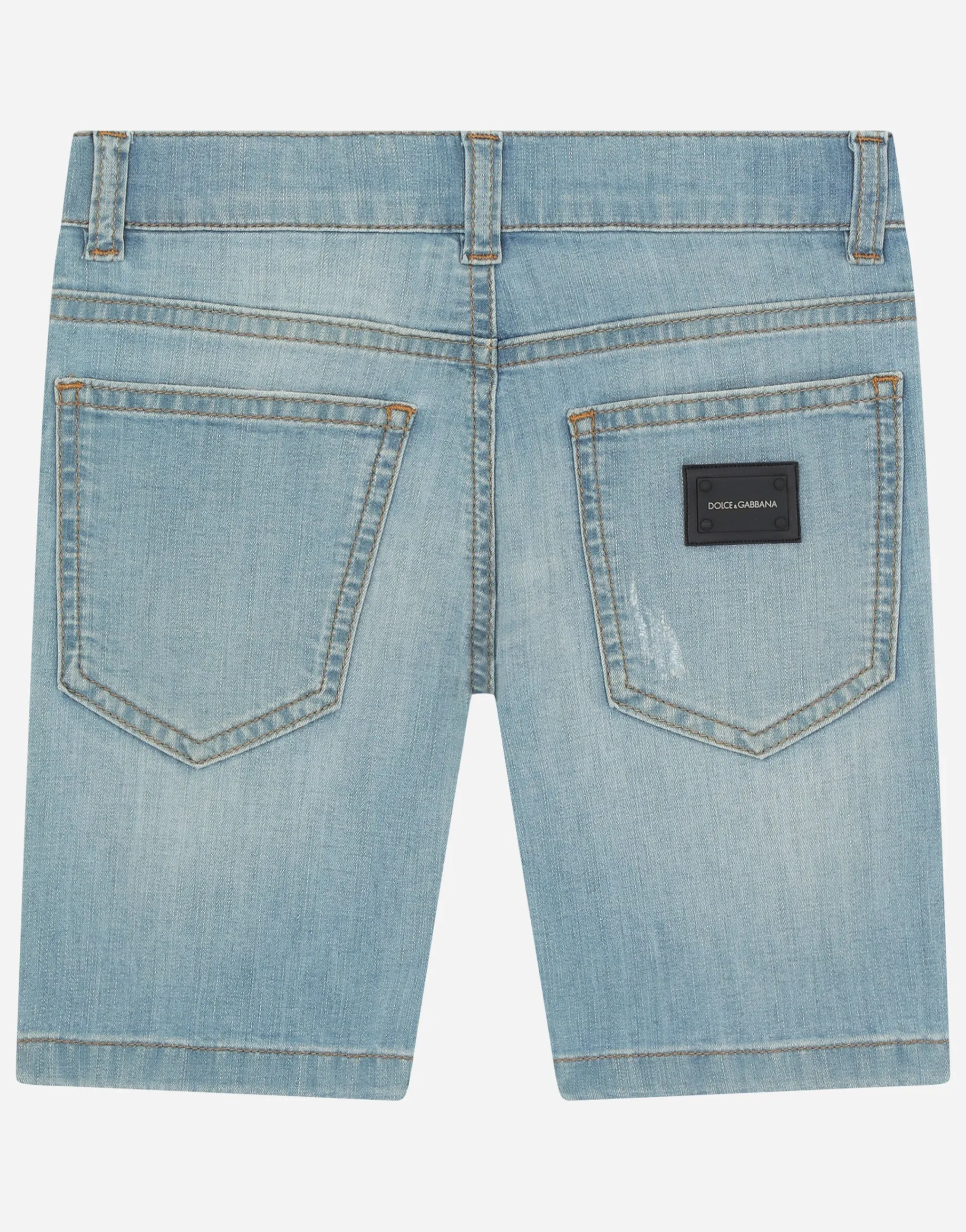 Washed stretch denim shorts