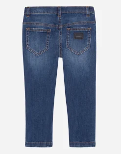 Washed stretch denim skinny jeans