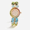 Watch with multi-colored gems