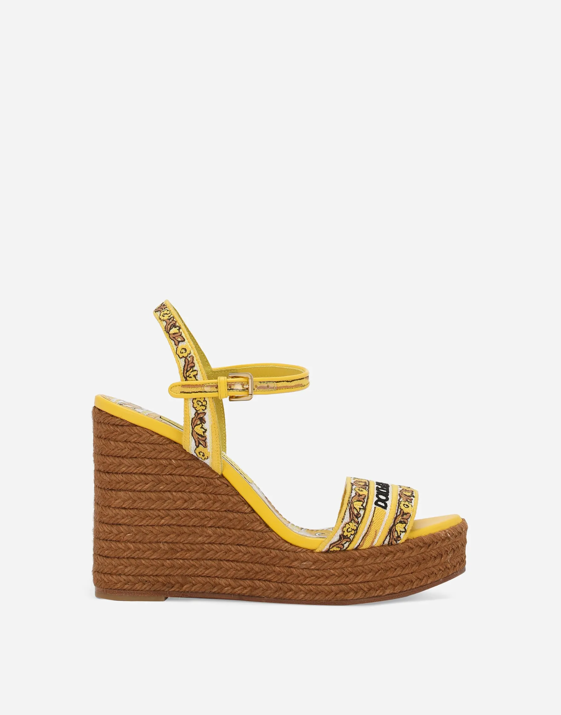 Wedge sandals with majolica embroidery