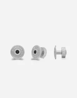 White gold tuxedo buttons with black jades