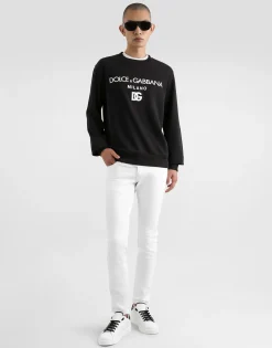 White regular stretch jeans