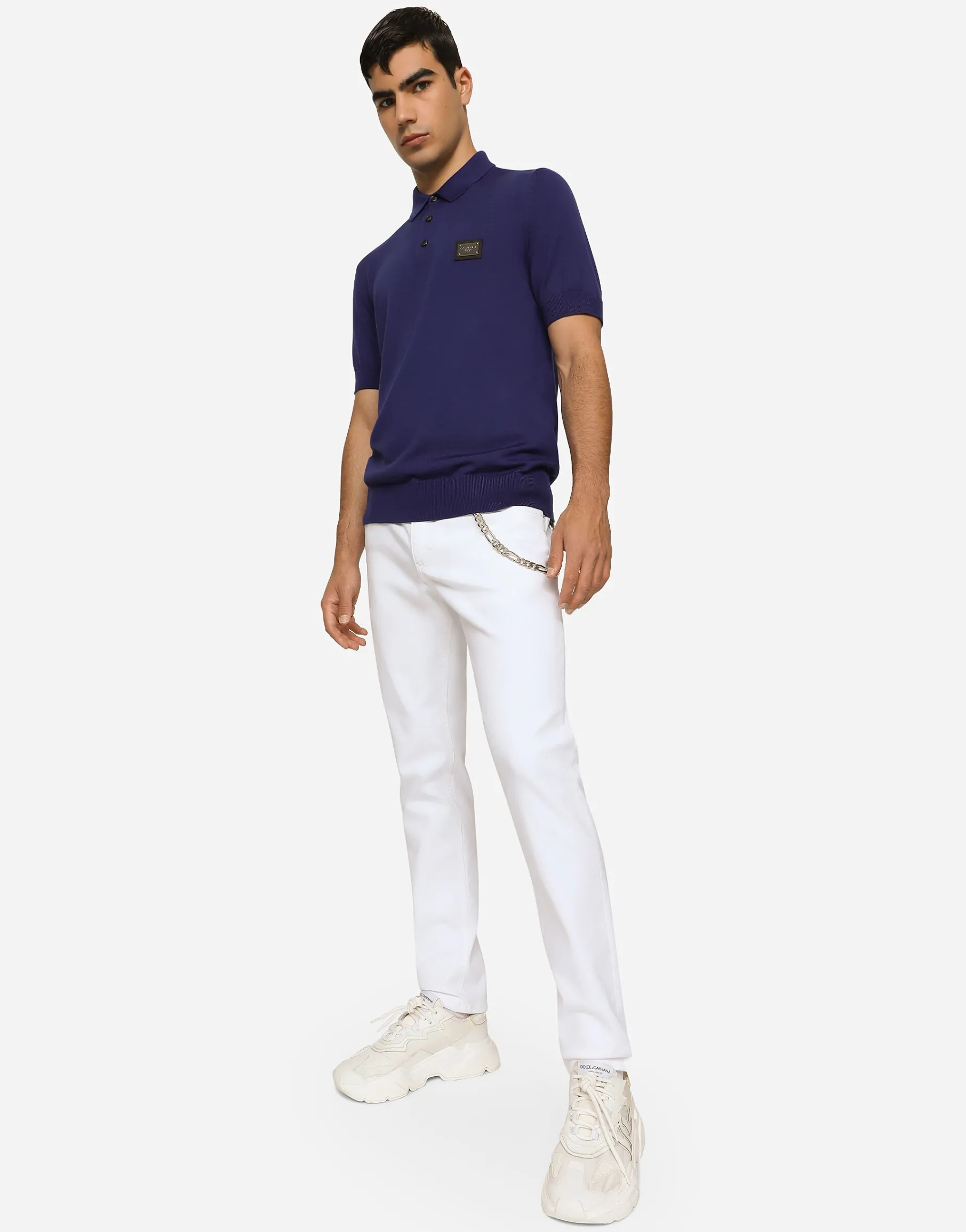 White regular stretch jeans