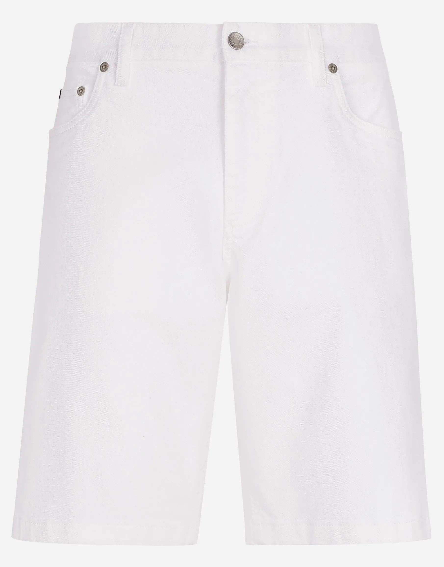 White stretch denim shorts