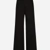 Wide-leg stretch cotton pants