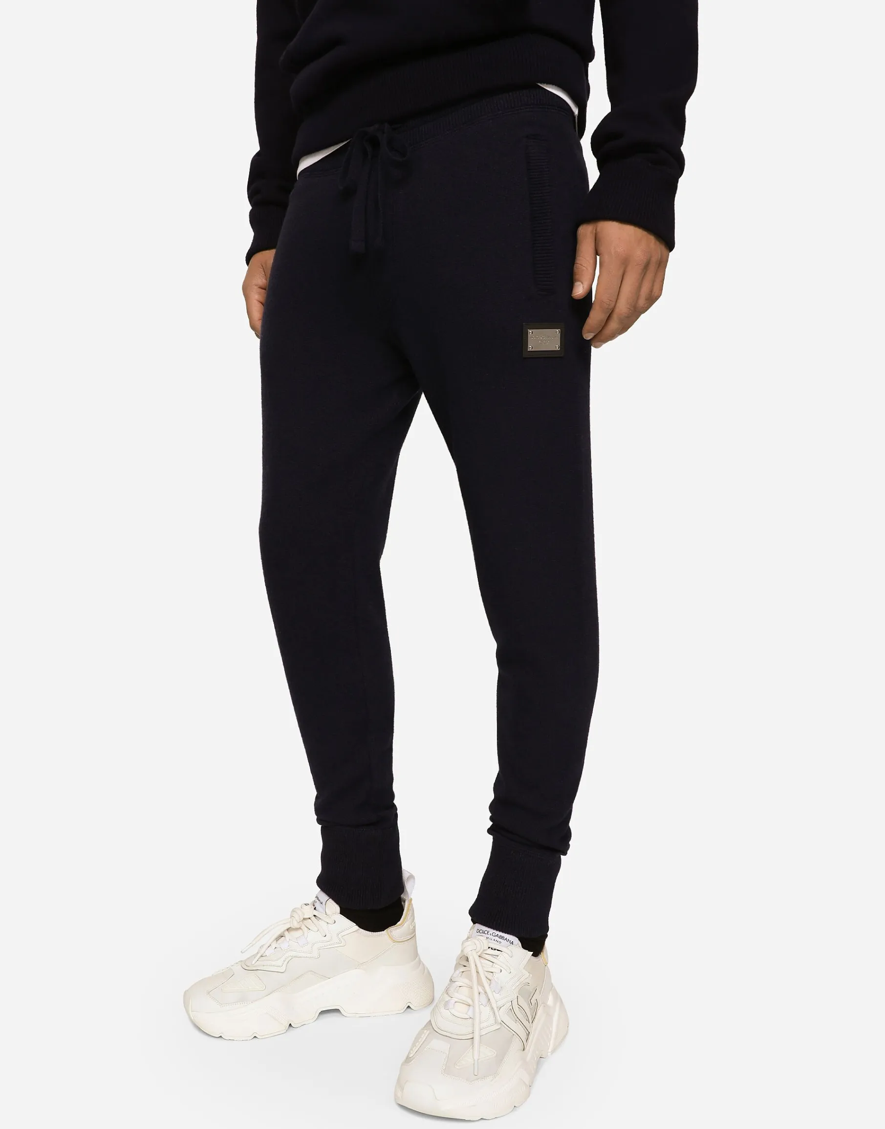 Wool and cashmere knit jogging pants