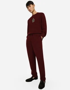 Wool and cashmere knit jogging pants