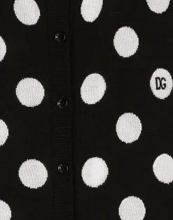 Wool and silk cardigan with polka-dot inlay