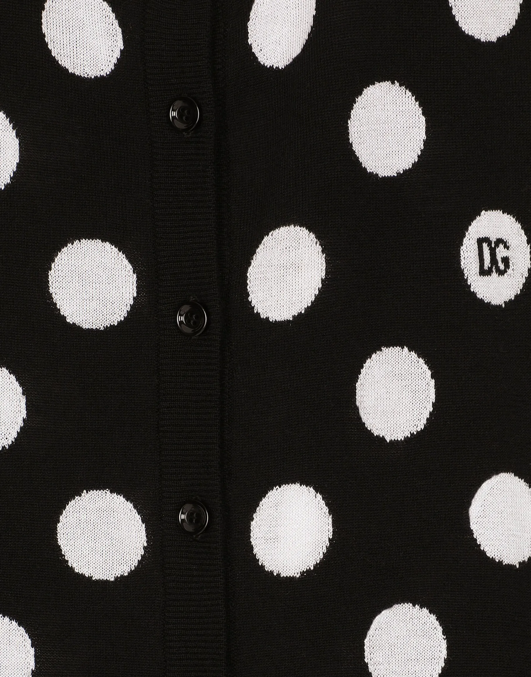 Wool and silk cardigan with polka-dot inlay