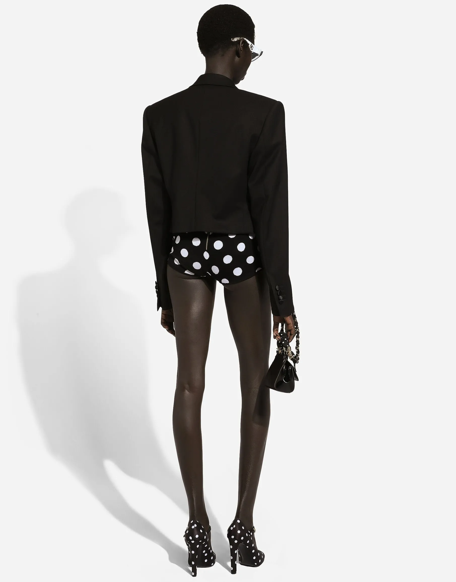 Wool and silk high-waisted panties with polka-dot inlay