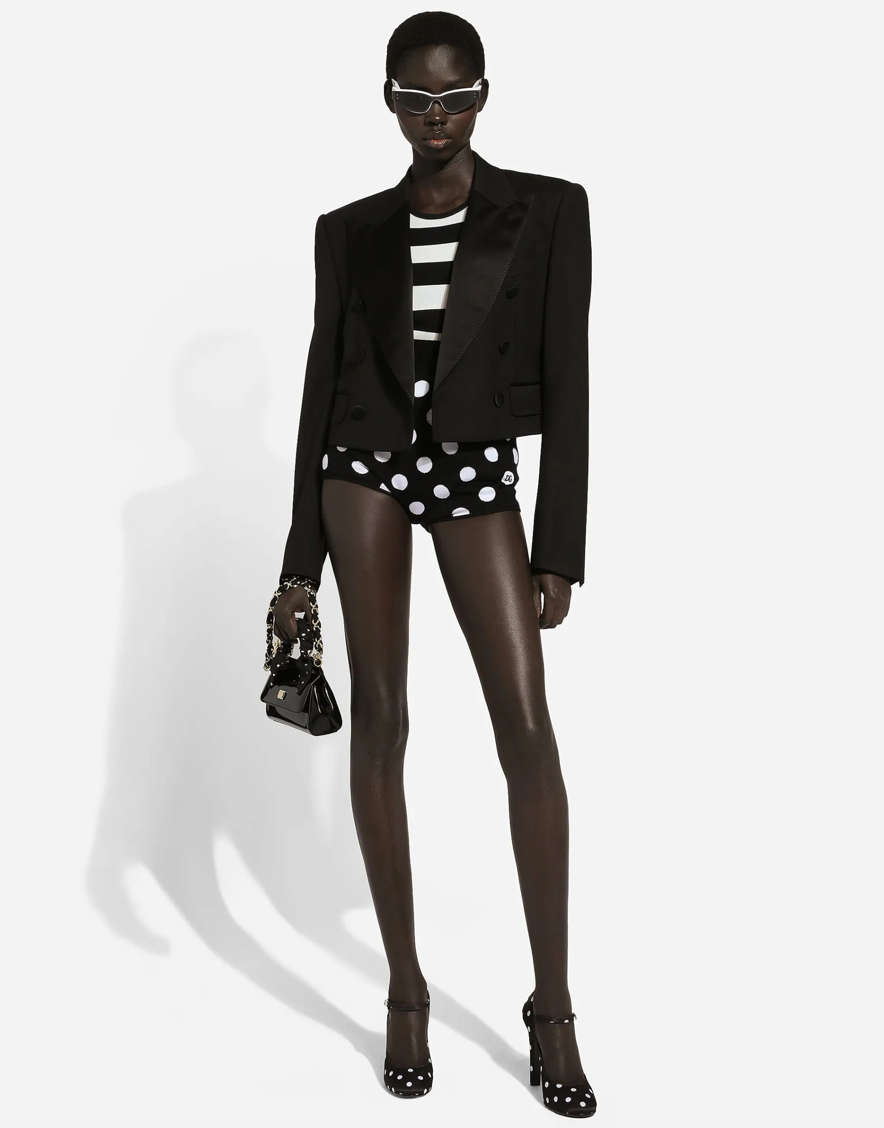 Wool and silk high-waisted panties with polka-dot inlay