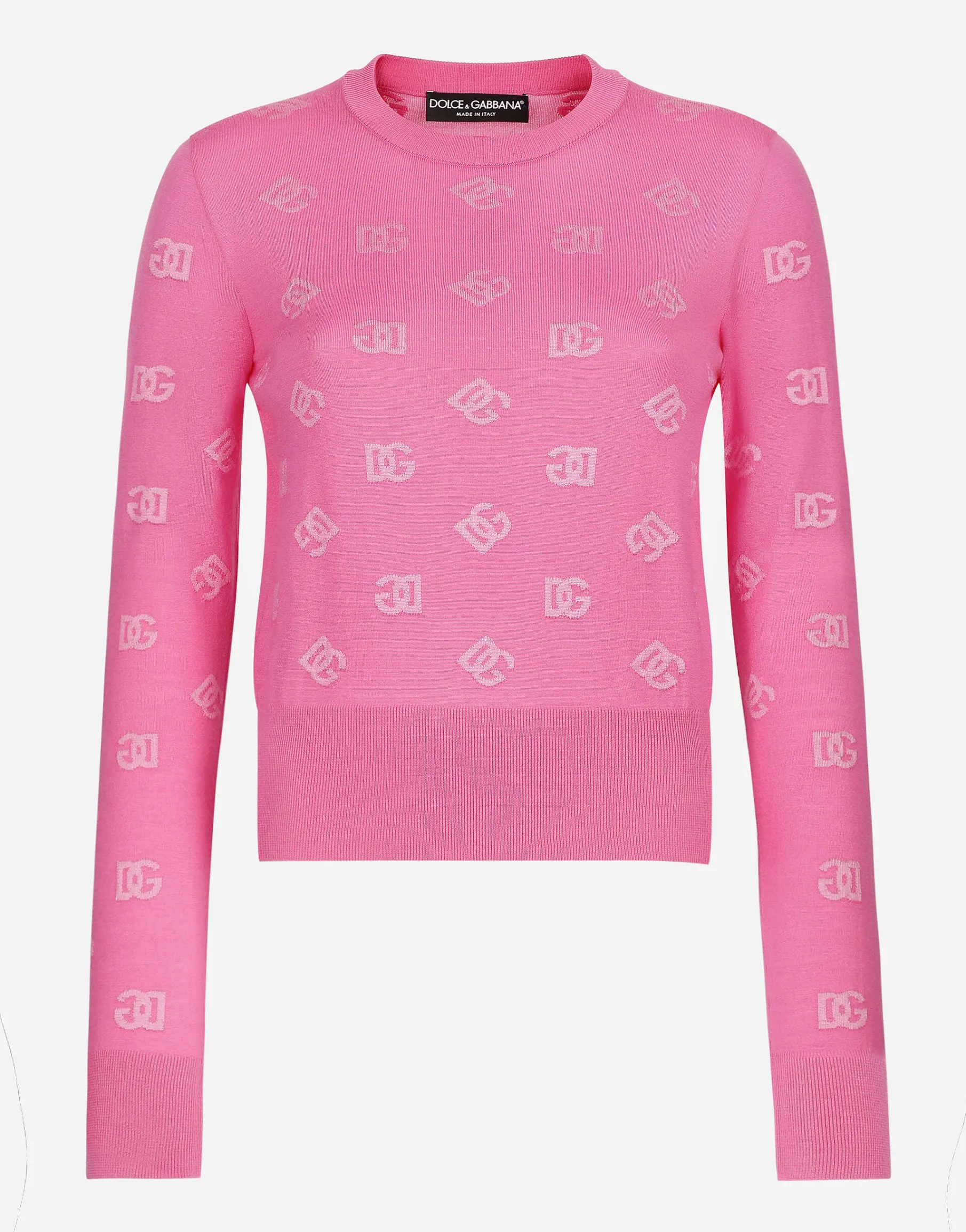 Wool and silk jacquard sweater with tonal DG logo