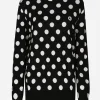 Wool and silk sweater with polka-dot inlay