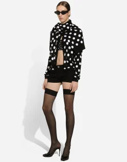 Wool and silk sweater with polka-dot inlay