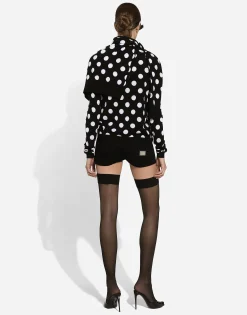 Wool and silk sweater with polka-dot inlay
