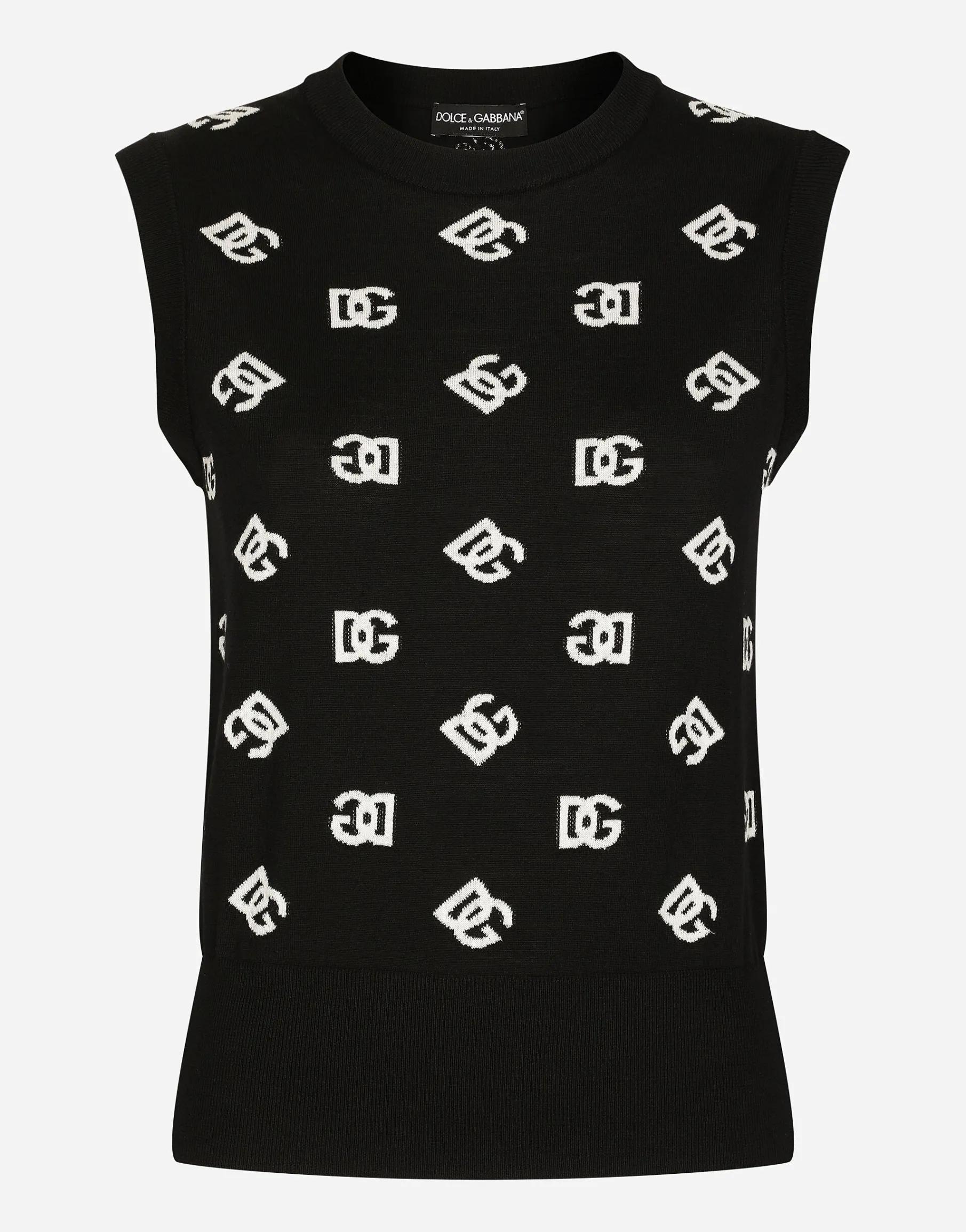 Wool and silk vest with all-over DG logo