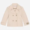 Wool baize pea coat with logo tag