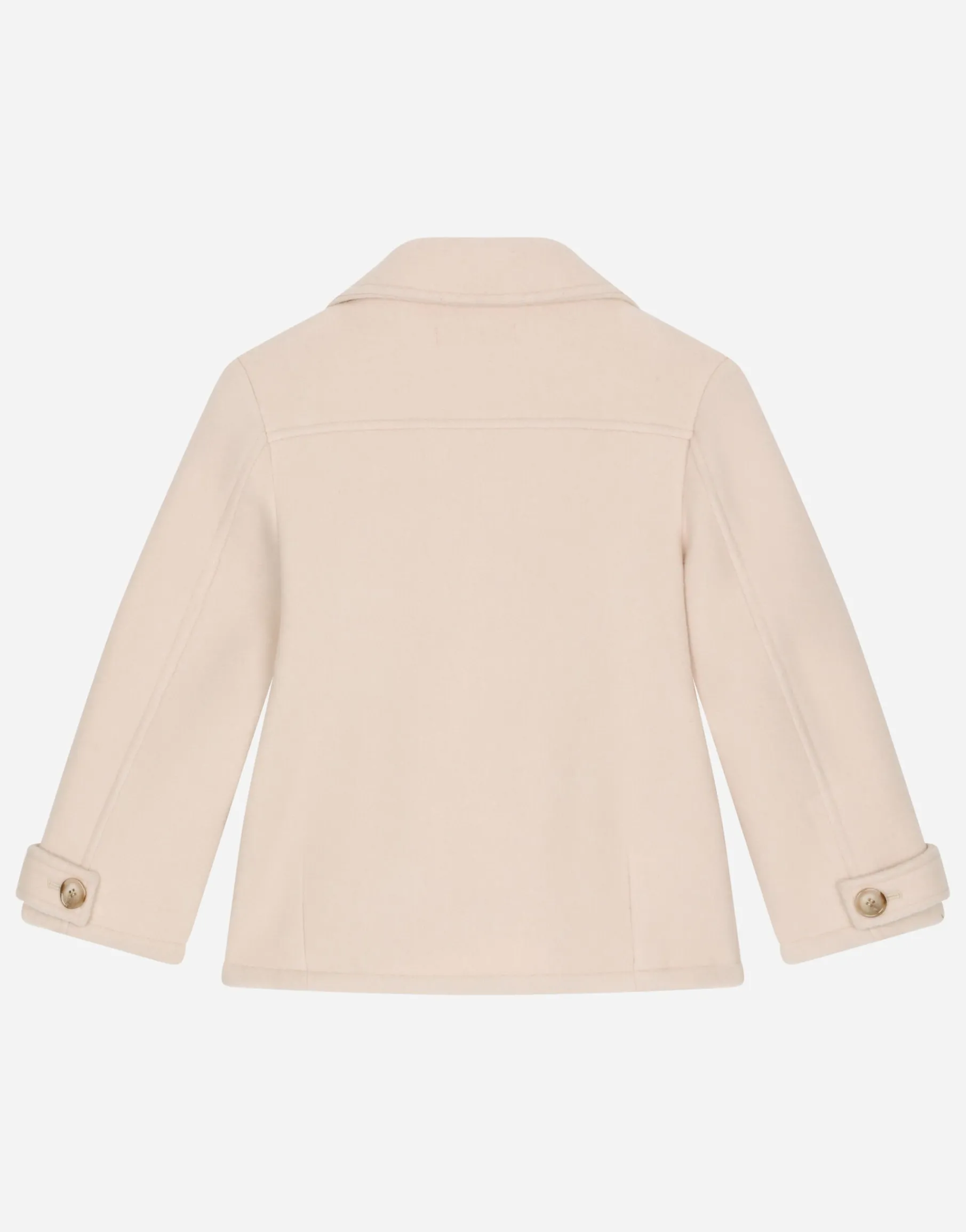 Wool baize pea coat with logo tag