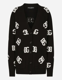 Wool cardigan with DG inlay
