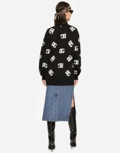 Wool cardigan with DG inlay