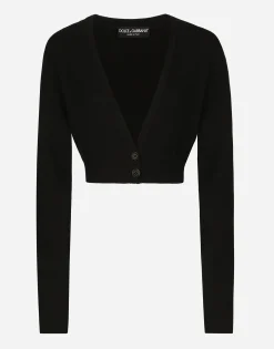Wool cardigan with plunging necklace