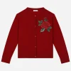 Wool cardigan with rose patch