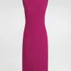 Wool crepe calf-length sheath dress