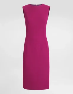 Wool crepe calf-length sheath dress
