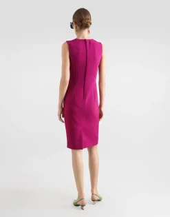 Wool crepe calf-length sheath dress