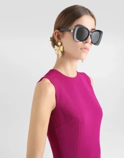 Wool crepe calf-length sheath dress