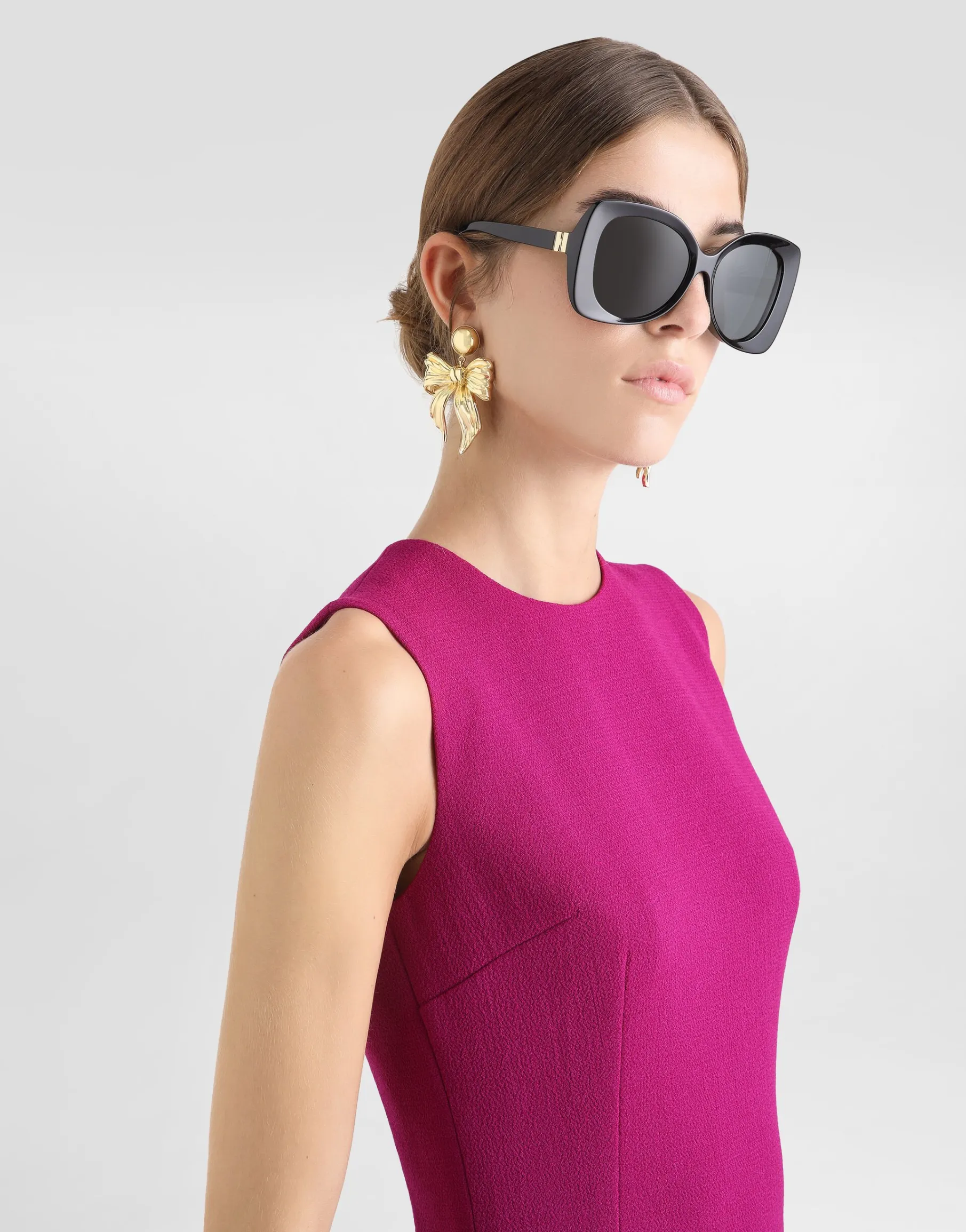 Wool crepe calf-length sheath dress