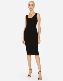 Wool crepe midi dress
