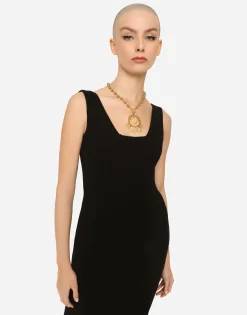 Wool crepe midi dress
