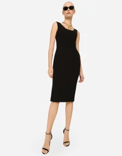 Wool crepe midi dress