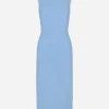 Wool crêpe calf-length sheath dress