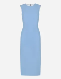 Wool crêpe calf-length sheath dress
