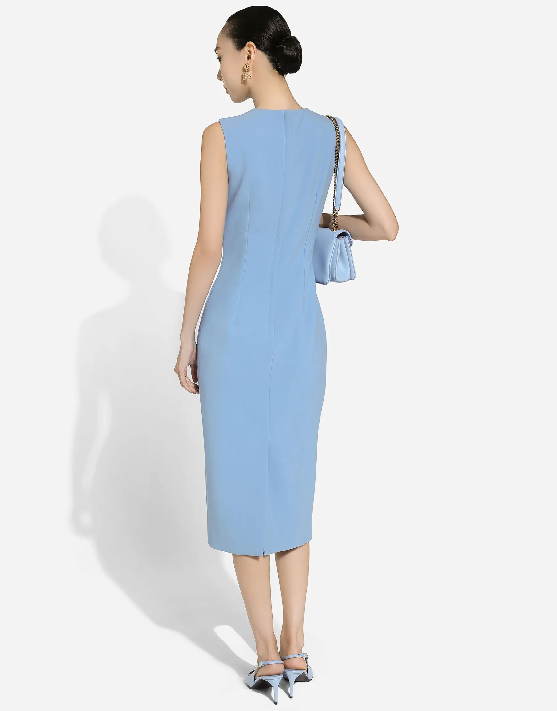 Wool crêpe calf-length sheath dress