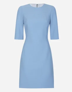Wool crêpe midi fit-and-flare dress