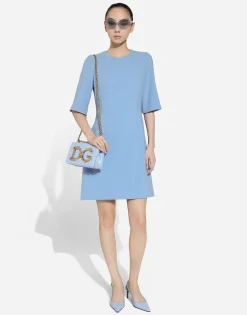 Wool crêpe midi fit-and-flare dress